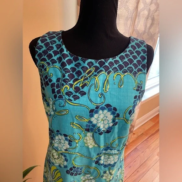 LILLY PULITZER Stephanie Koi Fish Print Sleeveless Sheath Dress Womens Sz 4 READ - Picture 2 of 14